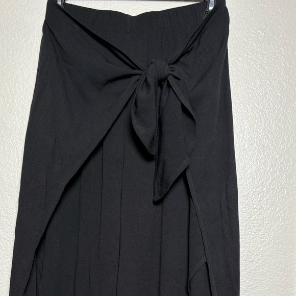 Kona Sol Black Pull On Wide Leg Beach, Swim Pants Slit Legs Wrap Front. - Picture 2 of 12